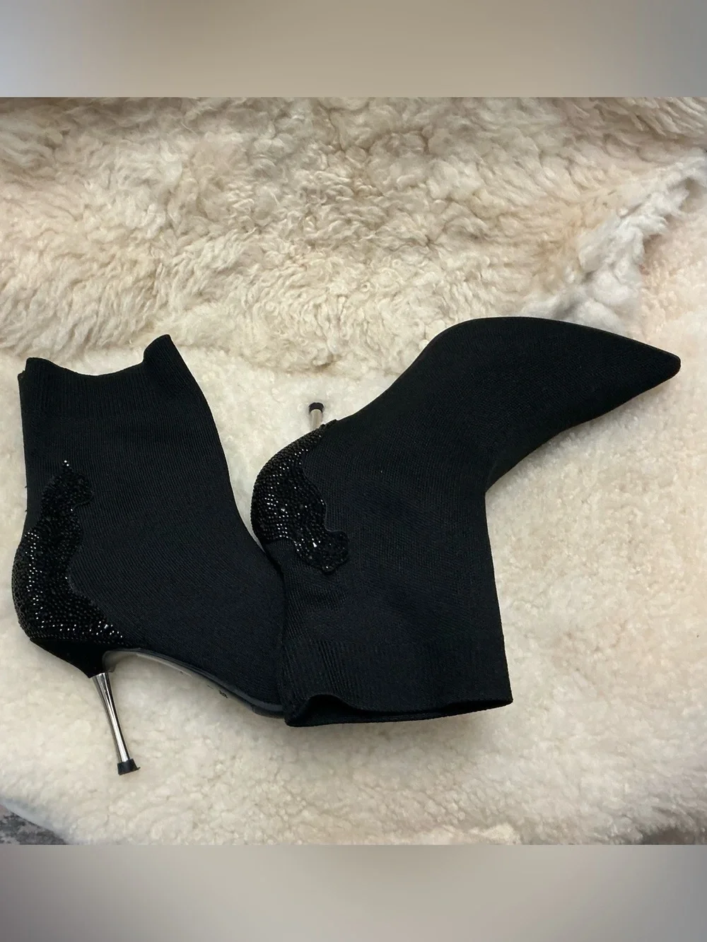 Staccato Women's Black Pointed Sock Ankle Boots